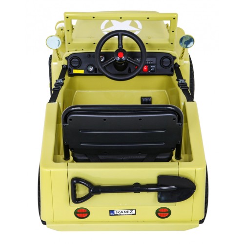 Vojenské Autíčko Retro pre deti Bežový + Pohon 4x4 + Ovládač + 2 Batožinové priestory + Pomalý štart + MP3 LED