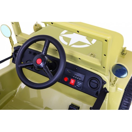 Vojenské Autíčko Retro pre deti Bežový + Pohon 4x4 + Ovládač + 2 Batožinové priestory + Pomalý štart + MP3 LED