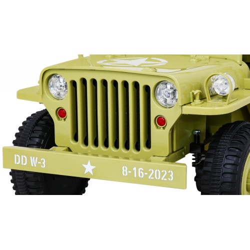 Vojenské Autíčko Retro pre deti Bežový + Pohon 4x4 + Ovládač + 2 Batožinové priestory + Pomalý štart + MP3 LED