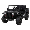 Vojenské Autíčko Retro pre deti Čierny + Pohon 4x4 + Ovládač + 2 Batožinové priestory + Pomalý štart + MP3 LED
