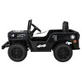 Vojenské Autíčko Retro pre deti Čierny + Pohon 4x4 + Ovládač + 2 Batožinové priestory + Pomalý štart + MP3 LED