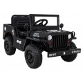 Vojenské Autíčko Retro pre deti Čierny + Pohon 4x4 + Ovládač + 2 Batožinové priestory + Pomalý štart + MP3 LED