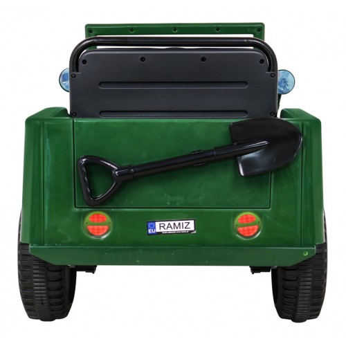 Vojenské Autíčko Retro pre deti Zelený + Pohon 4x4 + Ovládač + 2 Batožinové priestory + Pomalý štart + MP3 LED