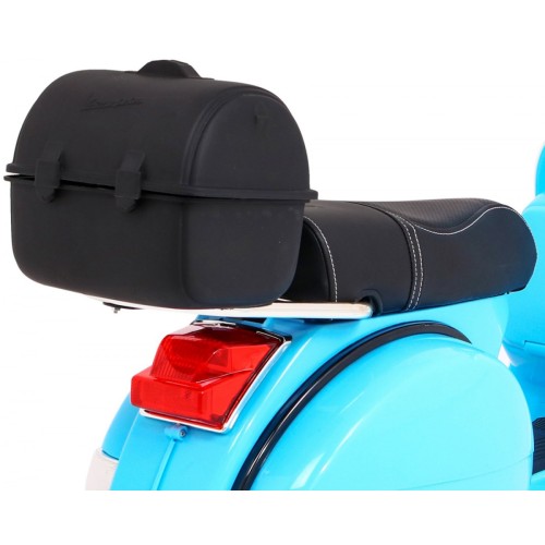 Elektrický skúter Vespa pre deti Modrý + Pomocné kolieska + Audio + Ekokoža + EVA + Pomalý štart