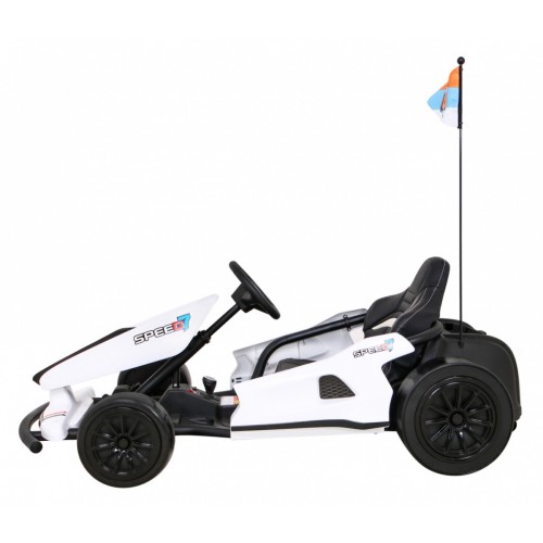 Motokára Speed 7 Drift King na batériu pre deti Biely + Funkcia driftu + Športové sedadlo + 2 Rýchlosti + EVA