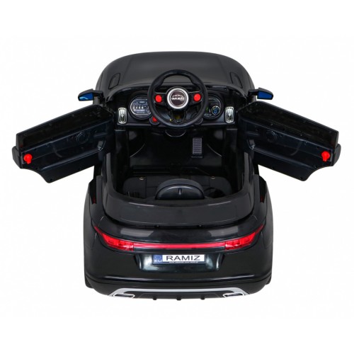 Autíčko Super-S na batériu pre deti Čierne + Ovládač + Pomalý štart + Kolesá EVA + Zvuky Svietidlá