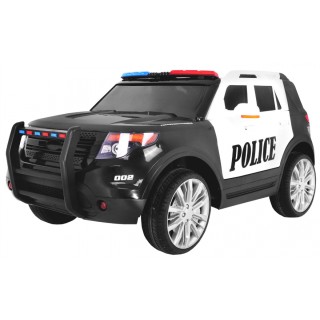 Auto SUV Polícia na batériu pre deti + Sirény + Svietidlá + Megafón + Ovládač + Pomalý štart + EVA + Nálepky