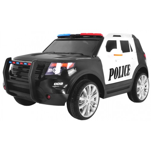 Auto SUV Polícia na batériu pre deti + Sirény + Svietidlá + Megafón + Ovládač + Pomalý štart + EVA + Nálepky