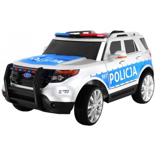Auto SUV Polícia na batériu pre deti + Sirény + Svietidlá + Megafón + Ovládač + Pomalý štart + EVA + Nálepky