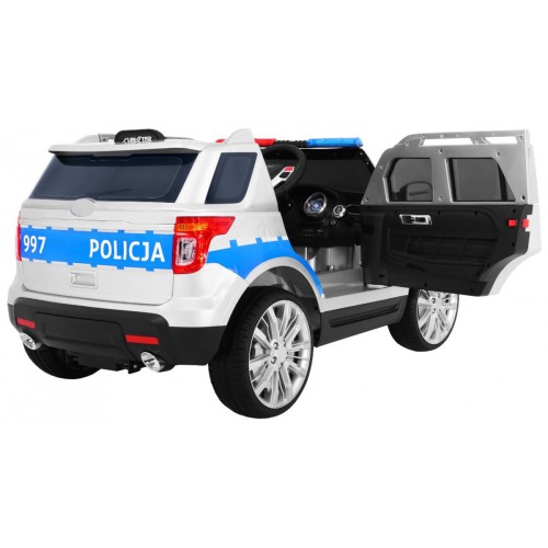 Auto SUV Polícia na batériu pre deti + Sirény + Svietidlá + Megafón + Ovládač + Pomalý štart + EVA + Nálepky