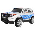 Auto SUV Polícia na batériu pre deti + Sirény + Svietidlá + Megafón + Ovládač + Pomalý štart + EVA + Nálepky
