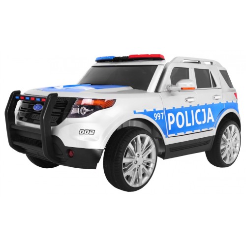 Auto SUV Polícia na batériu pre deti + Sirény + Svietidlá + Megafón + Ovládač + Pomalý štart + EVA + Nálepky