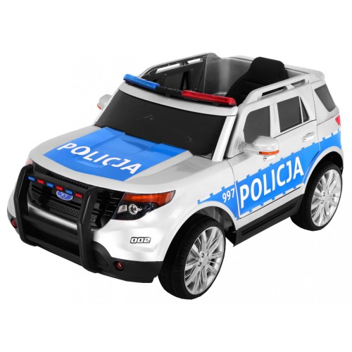 Auto SUV Polícia na batériu pre deti + Sirény + Svietidlá + Megafón + Ovládač + Pomalý štart + EVA + Nálepky