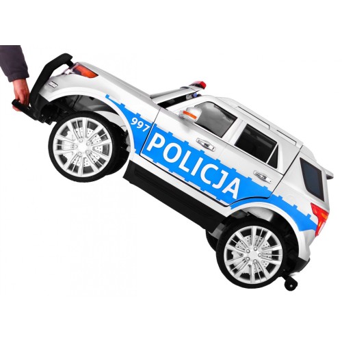 Auto SUV Polícia na batériu pre deti + Sirény + Svietidlá + Megafón + Ovládač + Pomalý štart + EVA + Nálepky