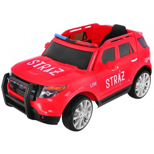 Auto SUV Hasiči na batériu pre deti + Sirény + Svietidlá + Megafón + Ovládač + Pomalý štart + Nálepky