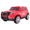 Auto SUV Hasiči na batériu pre deti + Sirény + Svietidlá + Megafón + Ovládač + Pomalý štart + Nálepky