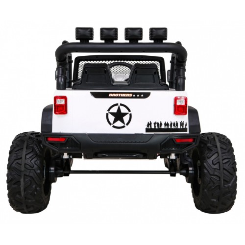 Terénne autíčko Brothers na batériu Biele + Ovládač + Pomalý štart + EVA + LED MP3