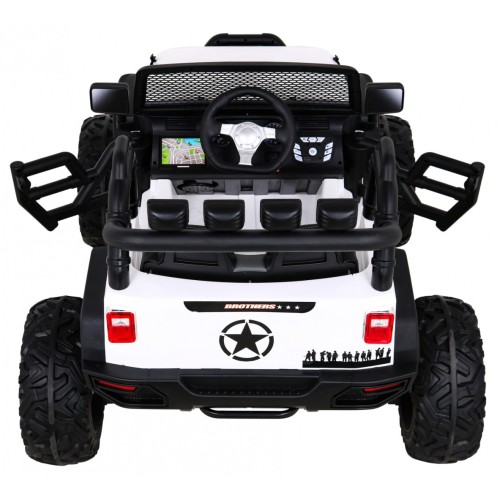 Terénne autíčko Brothers na batériu Biele + Ovládač + Pomalý štart + EVA + LED MP3