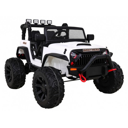 Terénne autíčko Brothers na batériu Biele + Ovládač + Pomalý štart + EVA + LED MP3