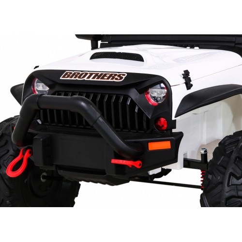 Terénne autíčko Brothers na batériu Biele + Ovládač + Pomalý štart + EVA + LED MP3