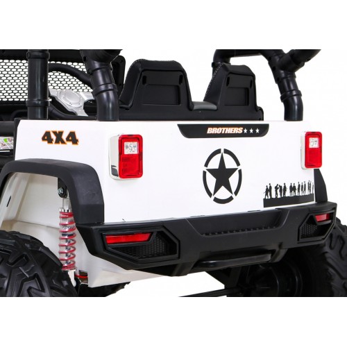Terénne autíčko Brothers na batériu Biele + Ovládač + Pomalý štart + EVA + LED MP3