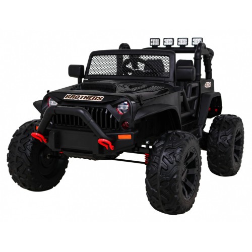 Terénne autíčko Brothers na batériu Čierne + Ovládač + Pomalý štart + EVA + LED MP3