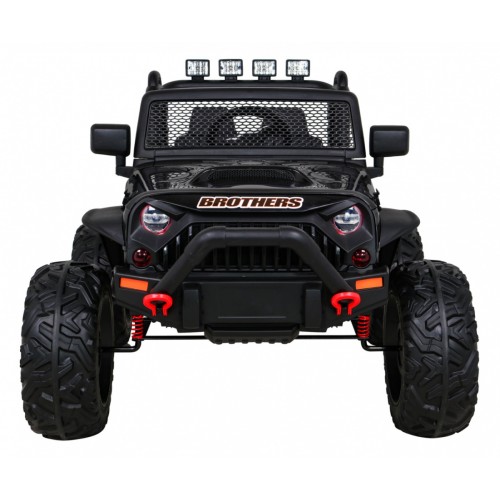Terénne autíčko Brothers na batériu Čierne + Ovládač + Pomalý štart + EVA + LED MP3