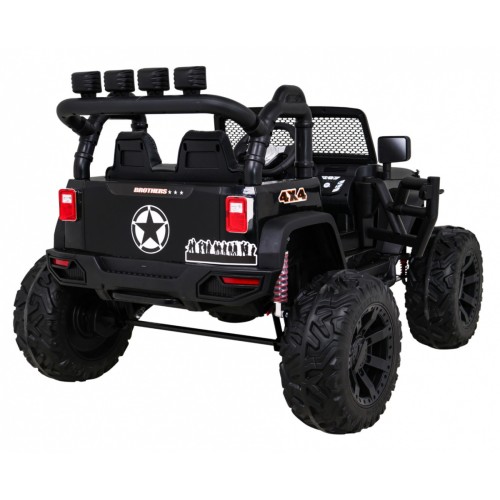 Terénne autíčko Brothers na batériu Čierne + Ovládač + Pomalý štart + EVA + LED MP3