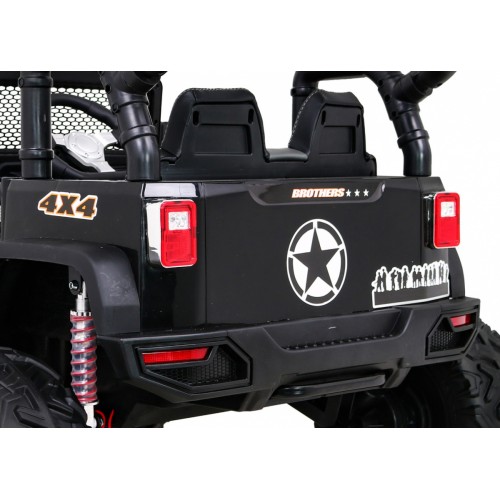 Terénne autíčko Brothers na batériu Čierne + Ovládač + Pomalý štart + EVA + LED MP3
