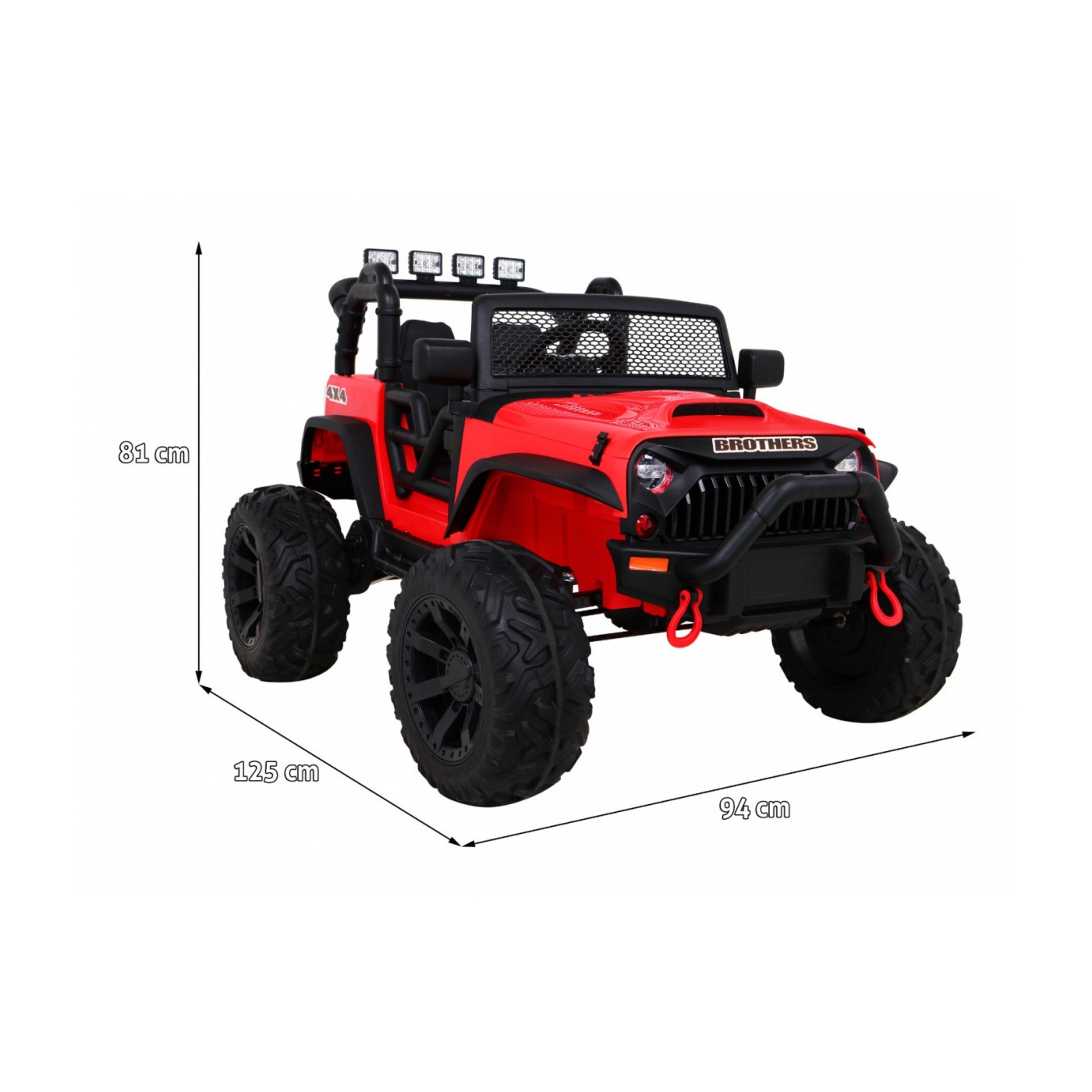 Terénne autíčko Brothers na batériu Červené + Ovládač + Pomalý štart + EVA + LED MP3