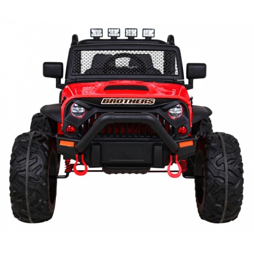 Terénne autíčko Brothers na batériu Červené + Ovládač + Pomalý štart + EVA + LED MP3
