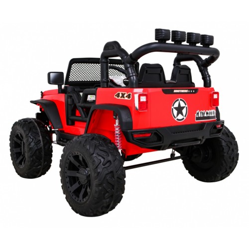 Terénne autíčko Brothers na batériu Červené + Ovládač + Pomalý štart + EVA + LED MP3