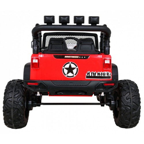 Terénne autíčko Brothers na batériu Červené + Ovládač + Pomalý štart + EVA + LED MP3