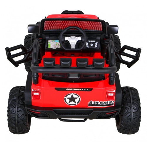 Terénne autíčko Brothers na batériu Červené + Ovládač + Pomalý štart + EVA + LED MP3
