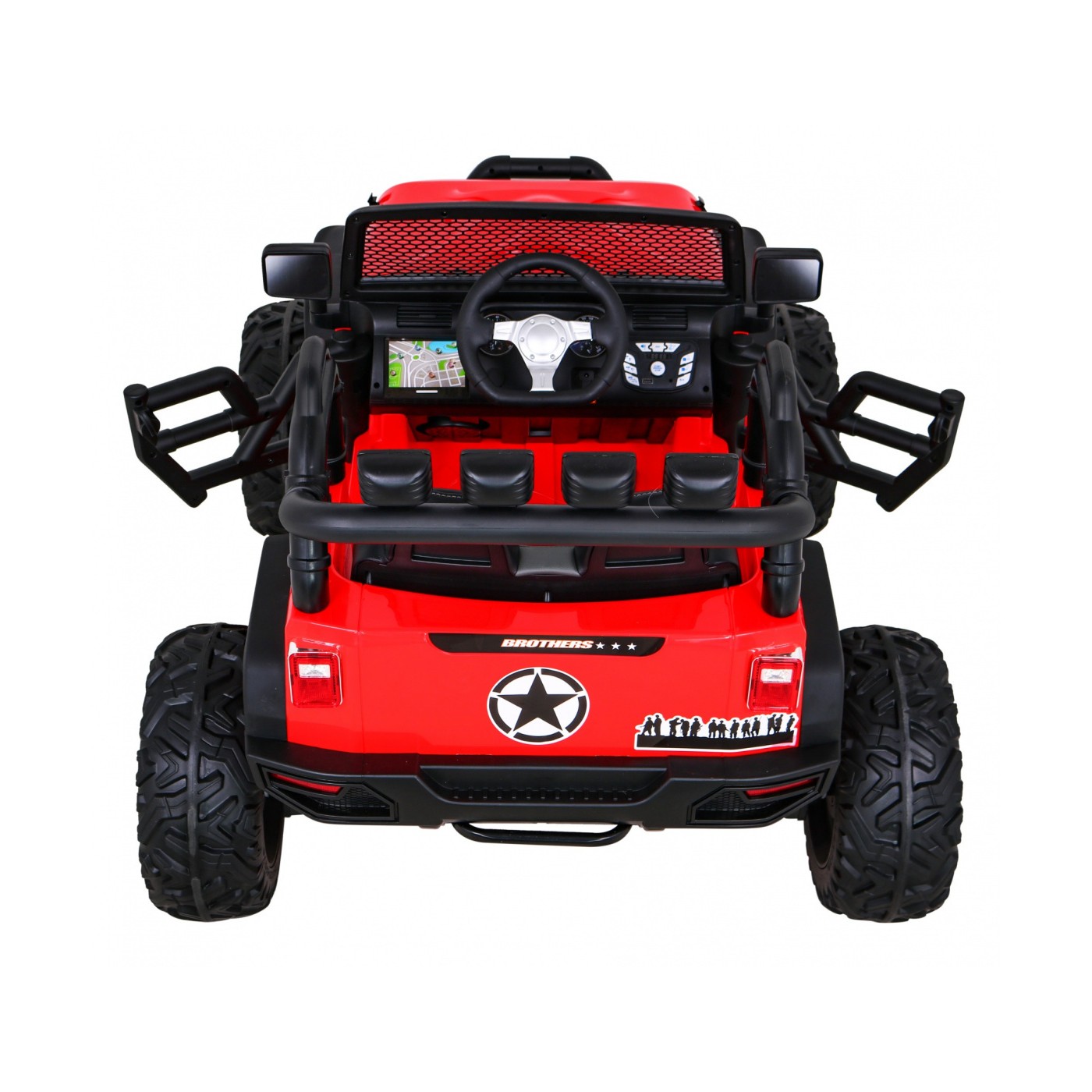 Terénne autíčko Brothers na batériu Červené + Ovládač + Pomalý štart + EVA + LED MP3