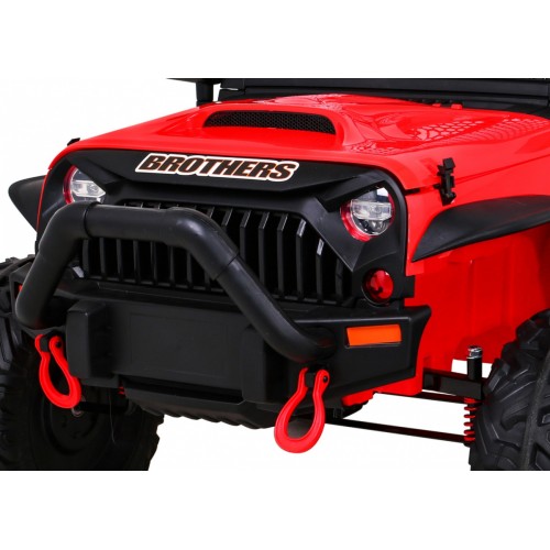 Terénne autíčko Brothers na batériu Červené + Ovládač + Pomalý štart + EVA + LED MP3