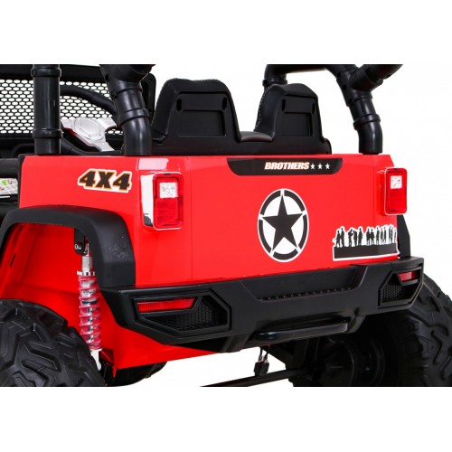 Terénne autíčko Brothers na batériu Červené + Ovládač + Pomalý štart + EVA + LED MP3