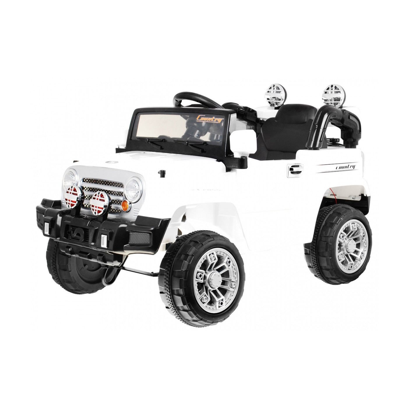 Terénne autíčko JJ na batériu pre deti Biele + Ovládač + Úložný priestor + Svietidlá + Audio