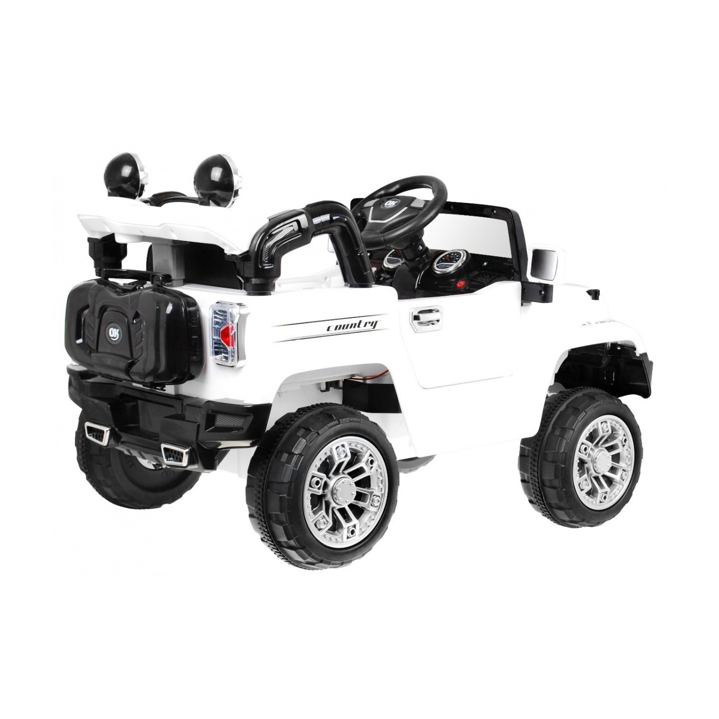 Terénne autíčko JJ na batériu pre deti Biele + Ovládač + Úložný priestor + Svietidlá + Audio