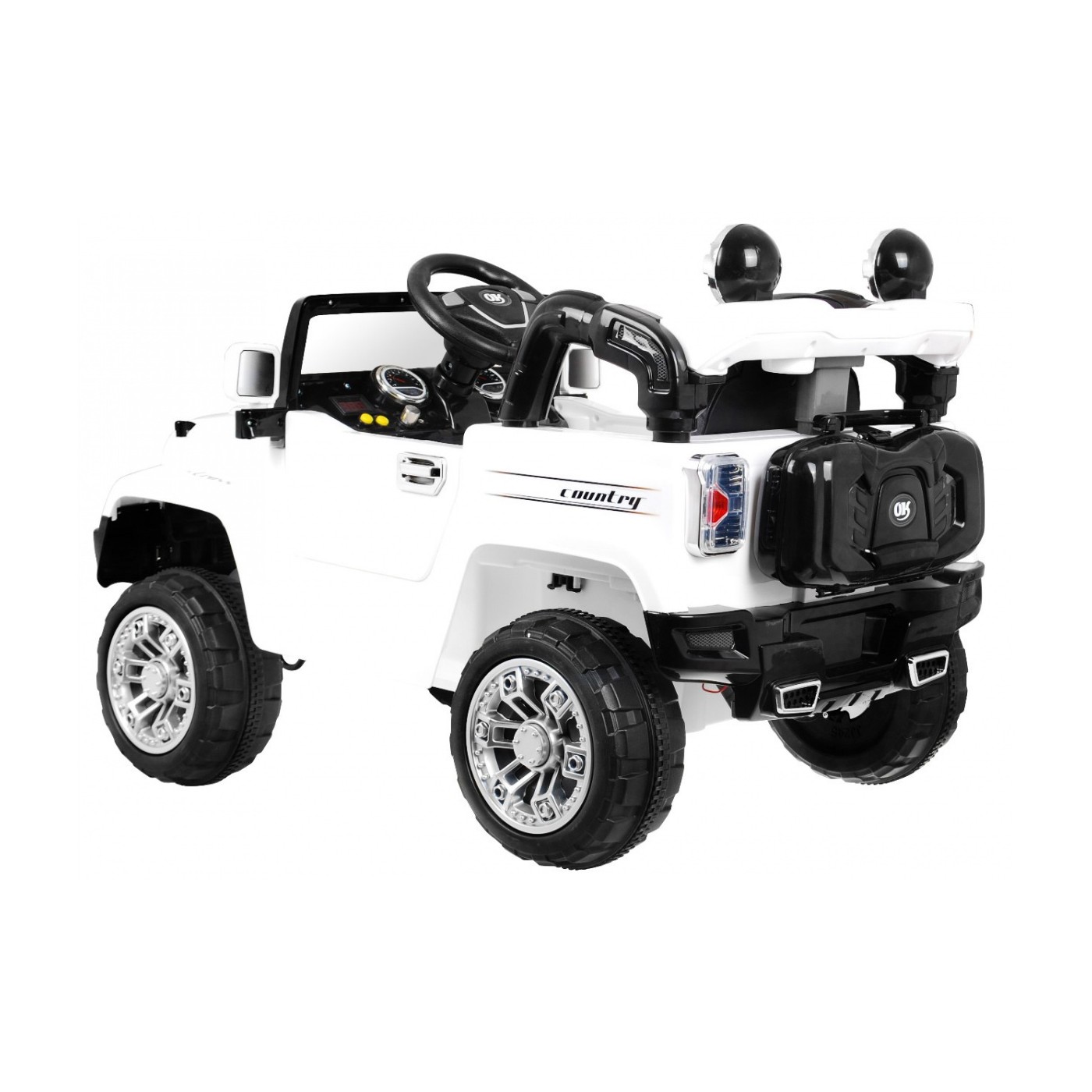 Terénne autíčko JJ na batériu pre deti Biele + Ovládač + Úložný priestor + Svietidlá + Audio