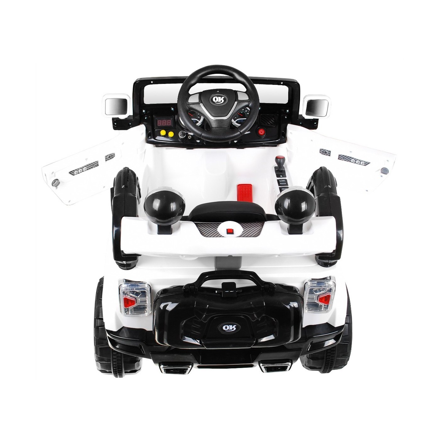 Terénne autíčko JJ na batériu pre deti Biele + Ovládač + Úložný priestor + Svietidlá + Audio
