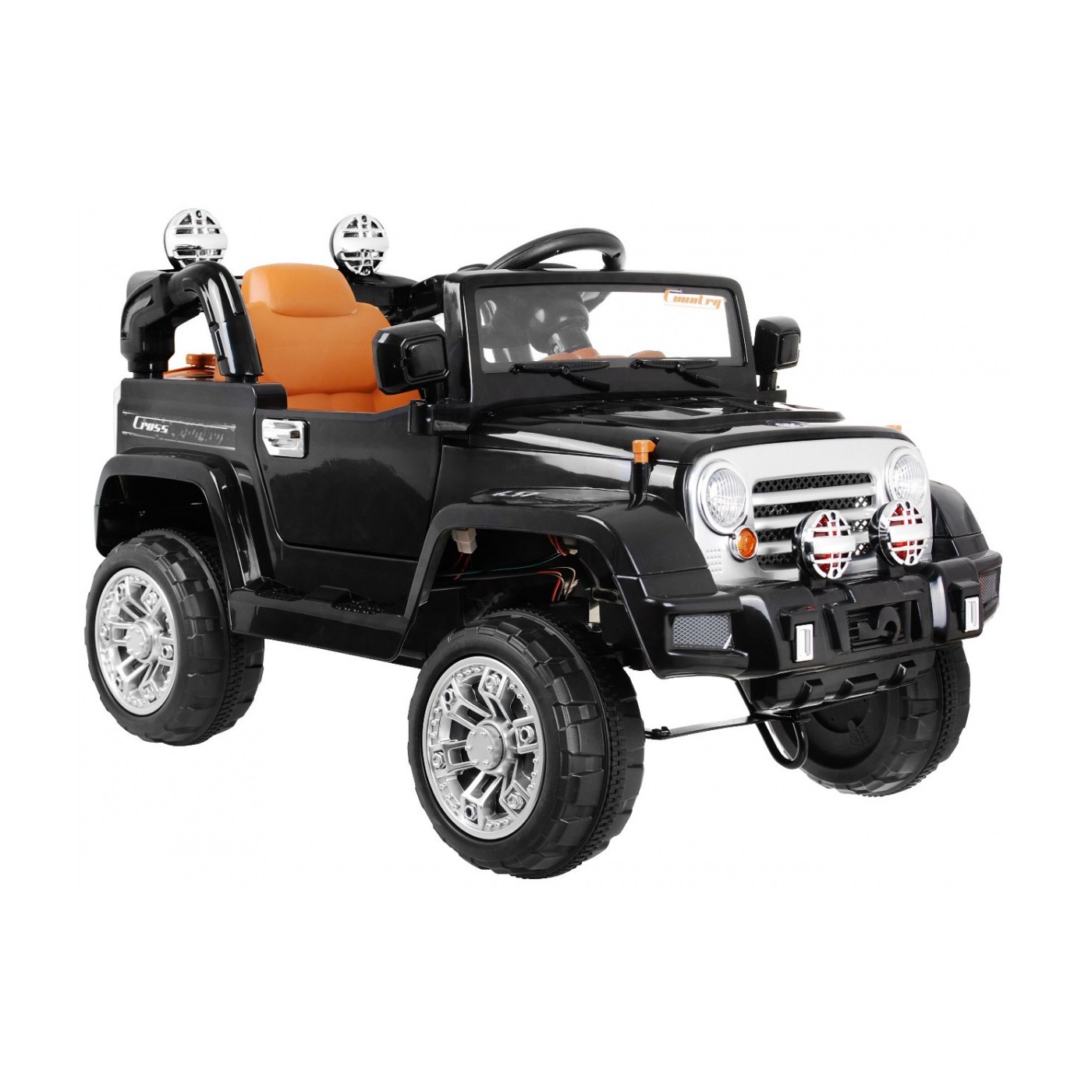 Terénne autíčko JJ na batériu pre deti Čierne + Ovládač + Úložný priestor + Svietidlá + Audio