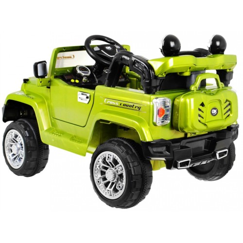 Terénne autíčko JJ na batériu pre deti Zelené + Ovládač + Úložný priestor + Svietidlá + Audio