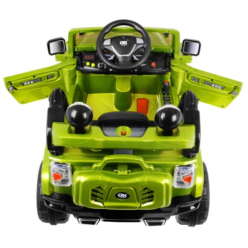 Terénne autíčko JJ na batériu pre deti Zelené + Ovládač + Úložný priestor + Svietidlá + Audio