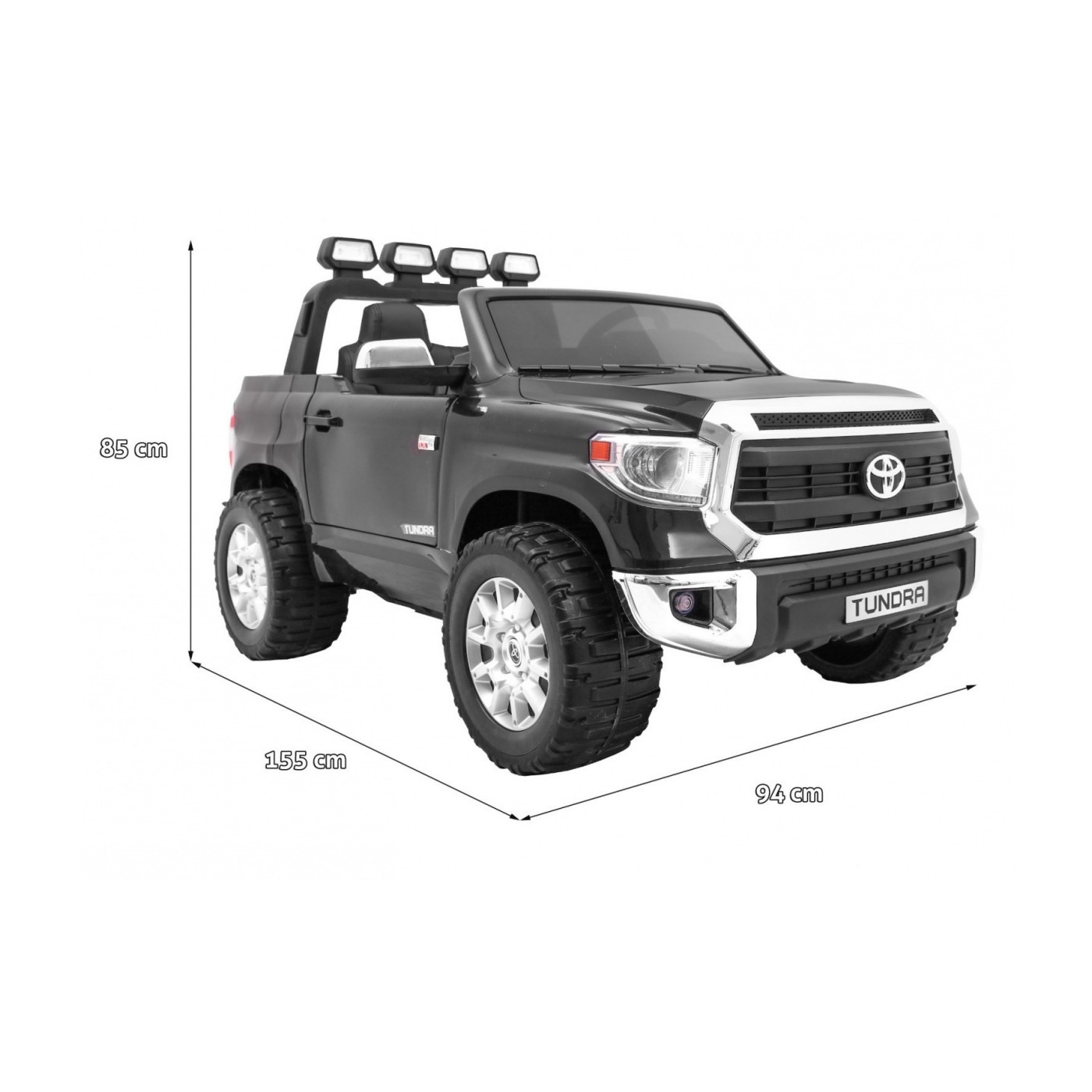 Toyota Tundra XXL pre deti Čierna + Ovládač + Batožinový priestor + LED + Audio + EVA + Pomalý štart