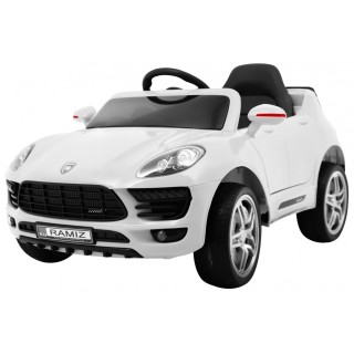 Autíčko Turbo-S na batériu pre deti Biele + Ovládač + Pomalý štart + Kolesá EVA + Rádio MP3