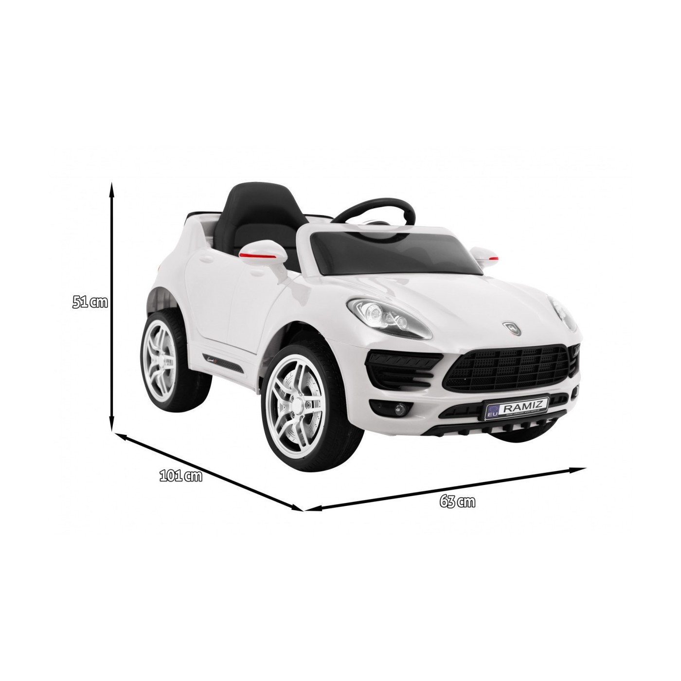 Autíčko Turbo-S na batériu pre deti Biele + Ovládač + Pomalý štart + Kolesá EVA + Rádio MP3