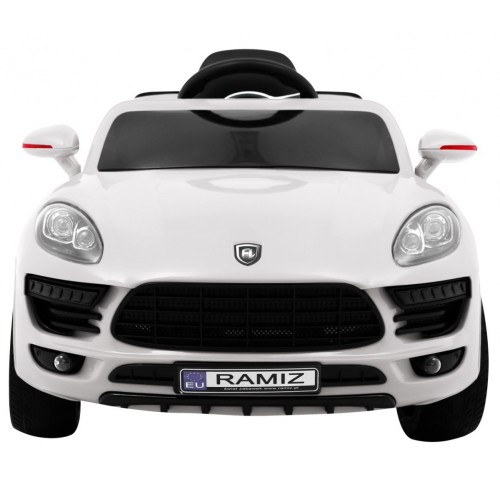 Autíčko Turbo-S na batériu pre deti Biele + Ovládač + Pomalý štart + Kolesá EVA + Rádio MP3