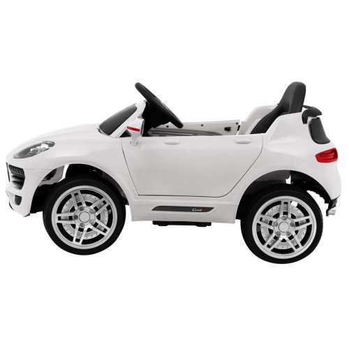 Autíčko Turbo-S na batériu pre deti Biele + Ovládač + Pomalý štart + Kolesá EVA + Rádio MP3