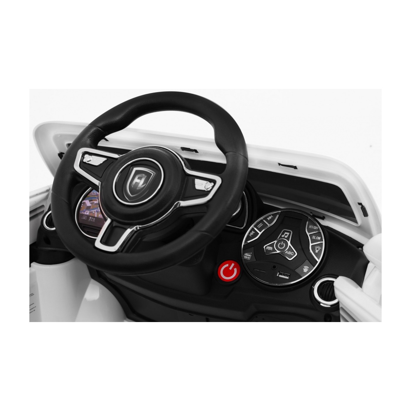 Autíčko Turbo-S na batériu pre deti Biele + Ovládač + Pomalý štart + Kolesá EVA + Rádio MP3